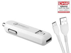 Avacom  Carmax 2 nabíjačka do auta 2x Qualcomm Quick Charge 2.0, biela farba (USB-C kábel)