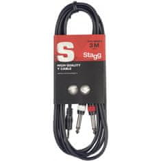 Stagg SYC3 / MPS2P E, mini stereofónny kábel JACK / 2x JACK, 3m