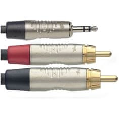 Stagg NYC3 / MPS2CMR, kábel 2x RCA / mini JACK, 3 m
