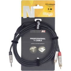Stagg NYC3 / MPS2CMR, kábel 2x RCA / mini JACK, 3 m