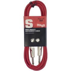 Stagg SGC3DL CRD, kábel JACK / JACK, 3 m, červený