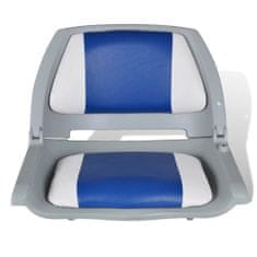 Vidaxl Lodné sedadlá 2 ks sklopné s operadlom a modro-bielym vankúšom 41x51x48 cm