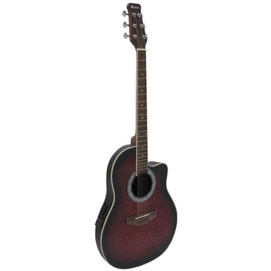 Dimavery RB-300, elektroakustická gitara typu Ovation, redburst žíhaná