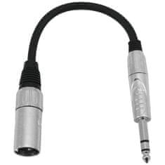 Omnitronic prepojovací kábel XLR samec/Jack 6,3 stereo, 20 cm, čierny