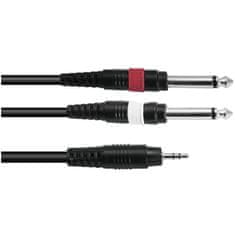 Omnitronic Kábel AC35-30 Jack 3,5 stereo - 2x Jack 6,3 mono, 3 m