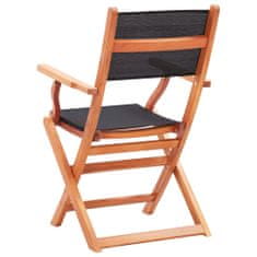 Vidaxl Skladacie záhradné stoličky 6 ks čierne eukalyptus a textilén
