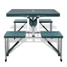 Vidaxl Zelený skladací kempingový set - stôl so 4 stoličkami, extra ľahký