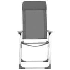Vidaxl Skladacie kempingové stoličky 4 ks, sivé, hliník