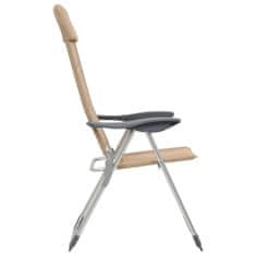 Vidaxl Kempingové stoličky 2 ks krémové 58x69x111 cm hliníkové