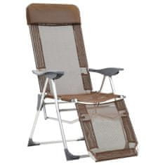 Vidaxl Skladacie kempingové stoličky s podnožkami 2ks,sivohnedé,hliník