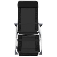 Vidaxl Skladacie kempingové stoličky s podnožkami 2 ks, čierne, hliník