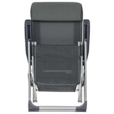 Vidaxl Skladacie kempingové stoličky s podnožkami 2 ks, sivé, hliník
