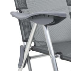 Vidaxl Skladacie kempingové stoličky s podnožkami 2 ks, sivé, hliník