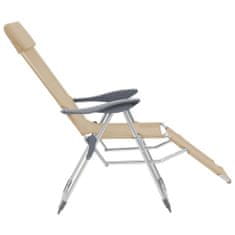 Vidaxl Skladacie kempingové stoličky s podnožkami 2ks, krémové, hliník