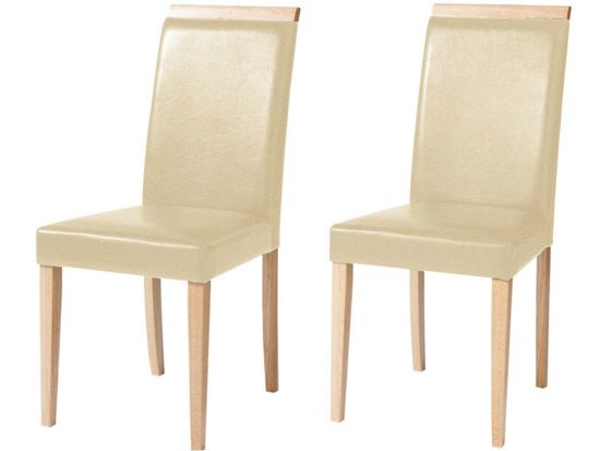 Danish Style Jedálenská stolička Reve (Súprava 2 ks), krémová/prírodné drevo