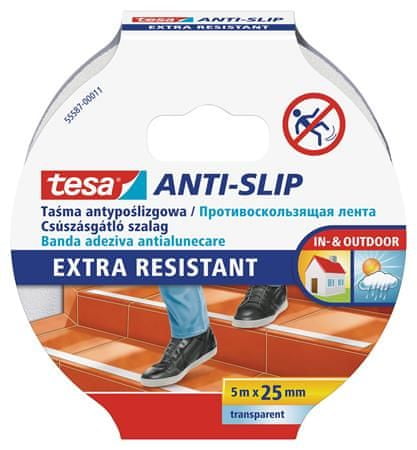 Tesa Protišmyková páska "Anti-slip 55587", priehľadná, 25 mm x 5 m