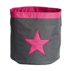 Veľký úložný box, okrúhly - šedý, ružová hviezda