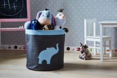 Love It Store It Veľký úložný box na hračky, okrúhly - šedý, modrý slon