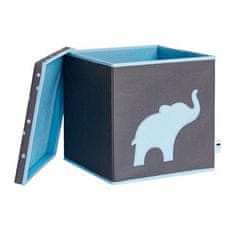 Love It Store It Úložný box na hračky s krytom - šedý, modrý slon