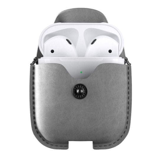 WOODCESSORIES AirCase - AirPods Leather Necklace Case Stone Gray / Full Grain, Vegetable Leather Gray - AirPods 1 & 2 eco342