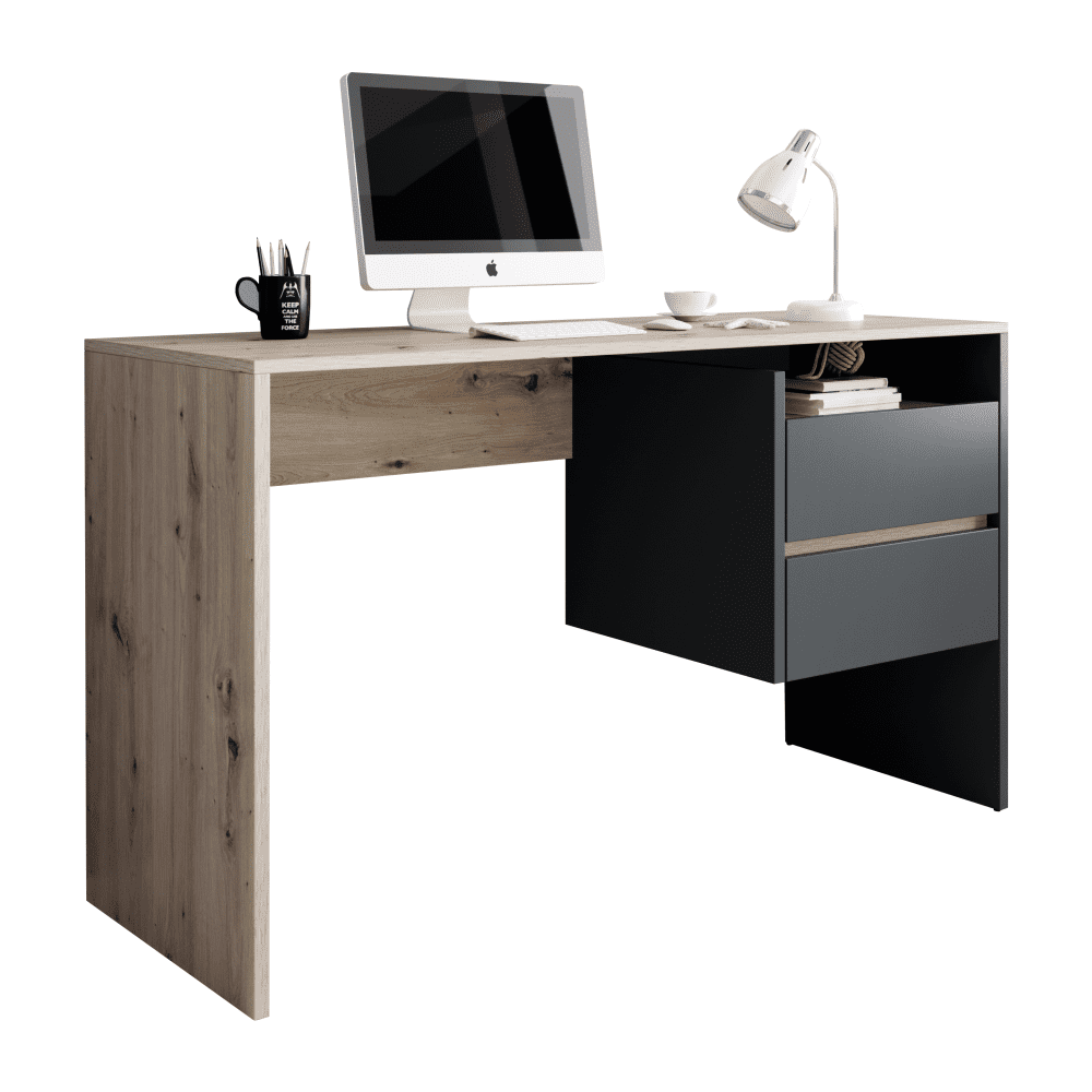 KONDELA PC stôl, dub artizan/grafit-antracit, TULIO