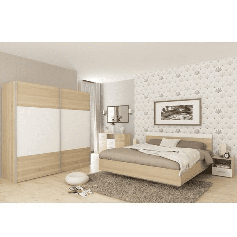 KONDELA Spálňový komplet (posteľ 160x200 cm), dub sonoma / biela, GABRIELA NEW