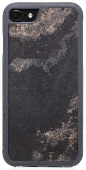 WOODCESSORIES Bumper Case Camo Gray / Real Slate Stone / Black TPU Softcase - iPhone SE 2020/8/7 sto002