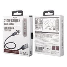 REMAX Zigie magnetický kábel USB / Micro USB 3A 1.2m, čierny