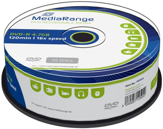 MediaRange DVD-R 4,7GB 16x spindl 25ks (MR403)