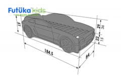 Futuka Kids Posteľ auto LIGHT + (3D LED svetlá, Spodné svetlo) - sivá