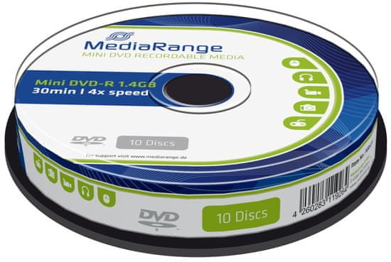 MediaRange DVD-R 8cm 1,4GB 4x spindl 10ks (MR434)