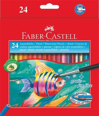 Faber-Castell Akvarelové pastelky, so štetcom, 24 farieb, šesťhranné