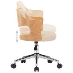 Vidaxl Otočná kancelárska stolička krémová ohýbané drevo a umelá koža
