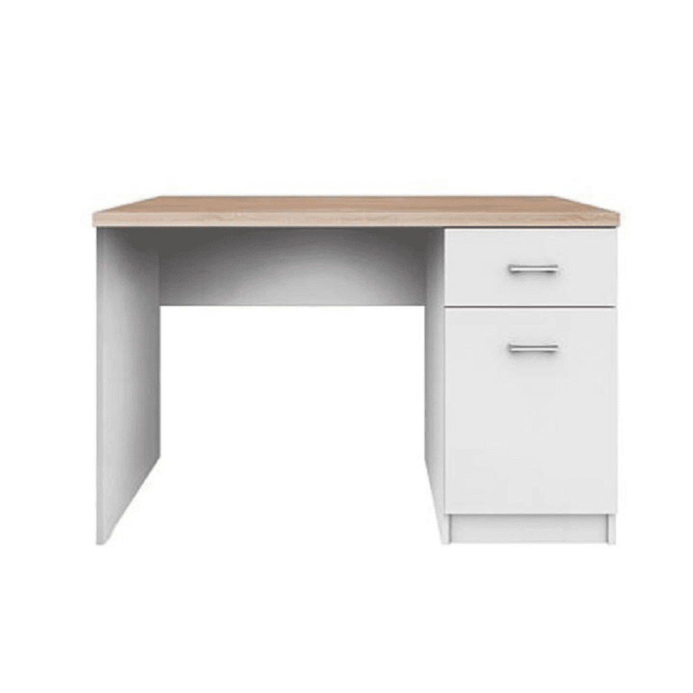 KONDELA PC stôl 1D1S, biela / dub sonoma, TOPTY TYP 09