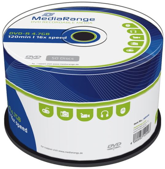MediaRange DVD-R 4,7GB 16x spindl 50ks (MR444)