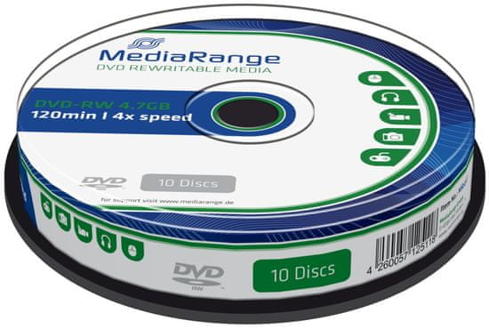 MediaRange DVD-RW 4,7GB 4x spindl 10ks (MR450)