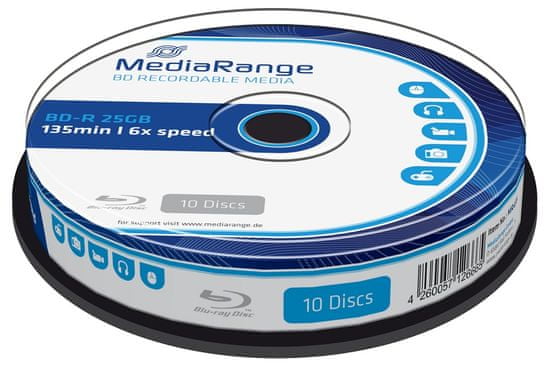MediaRange BD-R BLU-RAY 25GB 6 × spindl 10 ks (MR499)