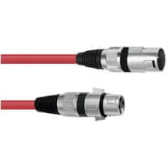 Omnitronic Kábel mikrofónový XLR-XLR 3pin, dĺžka 1m, červený