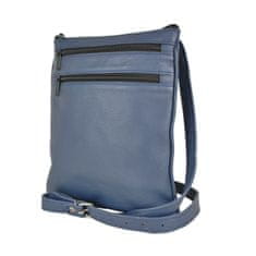 VegaLM Kožená crossbody taška na zipsové vrecká v modrej farbe
