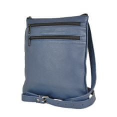 VegaLM Kožená crossbody taška na zipsové vrecká v modrej farbe