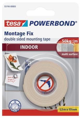 Tesa Lepiaca páska "Powerbond 55740", obojstranná, pre interiér, 19 mm x 1,5m