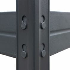 Bezskrutkový kovový regál RIVET, 180x120x45 cm, 4x HDF polica, antracitová sivá