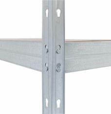 Bezskrutkový kovový regál RIVET, 180x150x60 cm, 5x HDF polica, zinok