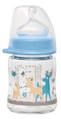 NIP sklenená fľaša so širokým hrdlom, 120 ml, chlapec, silikón cumlík M