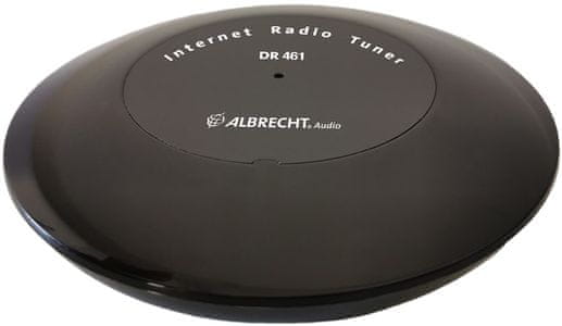 internetový rádioprijímač albrecht dr 461 wlan DLNA wifi aux out 3,5 mm kompaktné rozmery 25000 internetových rádií 250 predvolieb ovládanie aplikácií v mobile wlan adaptér v balení časovač a budík vreckové rozmery