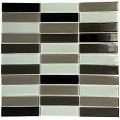 Maxwhite Mozaika ASHS5-3 sklenená čierna hnedá biela 29,7x29,7cm sklo