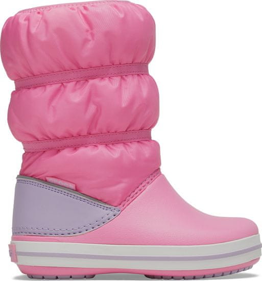 Crocs dievčenské snehule Crocband Winter Boot K Pink Lemonade/Lavender 206550-6QM