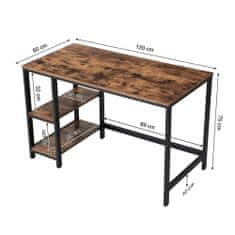 Artenat Pracovný stôl Lera, 120 cm, hnedá/čierna