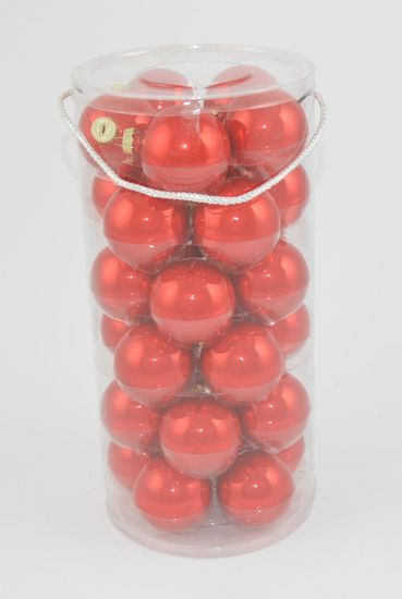 DUE ESSE Set 30 ks sklenených vianočných gúľ, červená perleť, Ø 6 cm