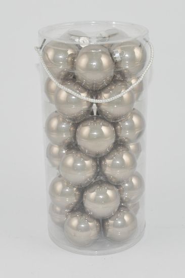 DUE ESSE Set 30 ks sklenených vianočných gúľ, strieborná perleť, Ø 6 cm